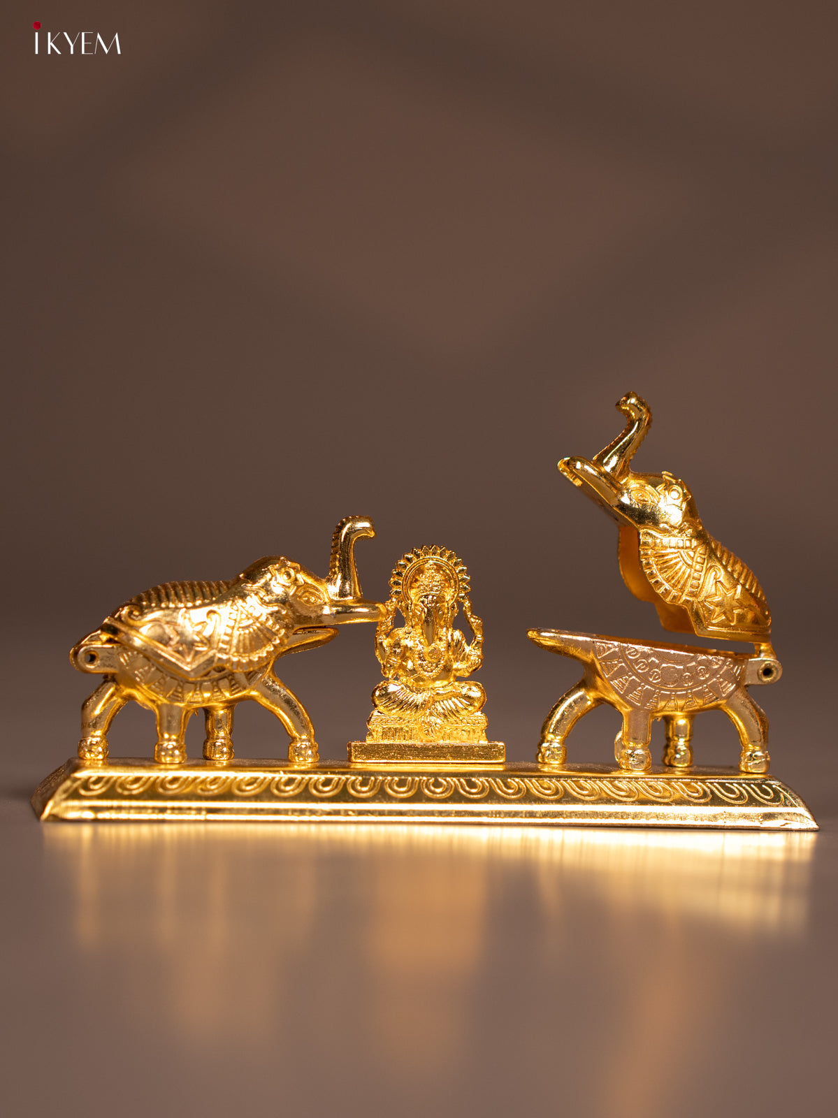 Chic Silver Plated Kumkum Holder with Lakshmi 2 Elephants -3