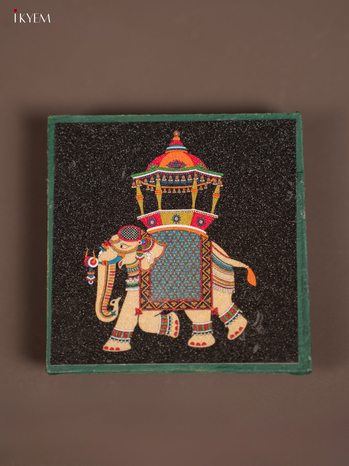 Black Elephant Printed Wooden Manai