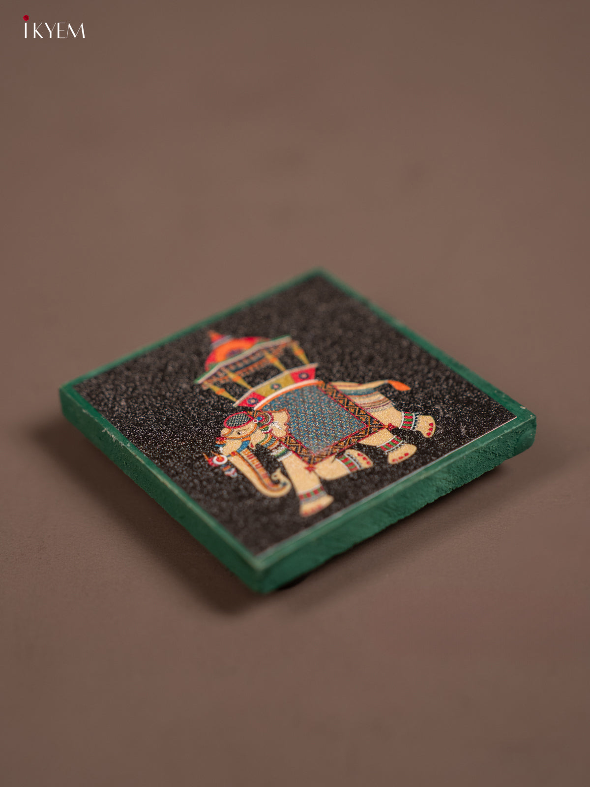 Black Elephant Printed Wooden Manai -1