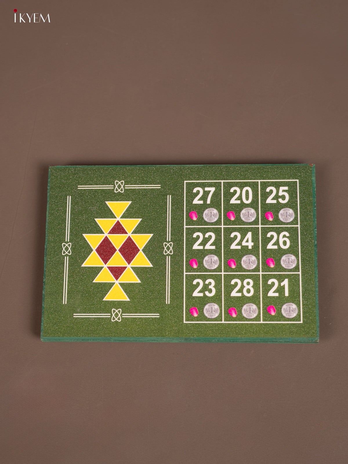 Green Manai With Kubera Yantra & Kubera Kolam Print