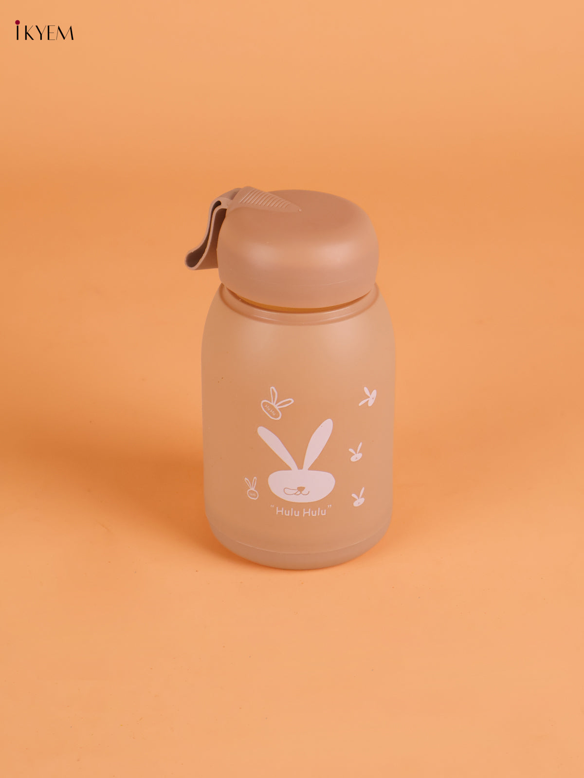 Rabbit Printed Glass Water Bottle- Brown 5.5 inch-KEI22016