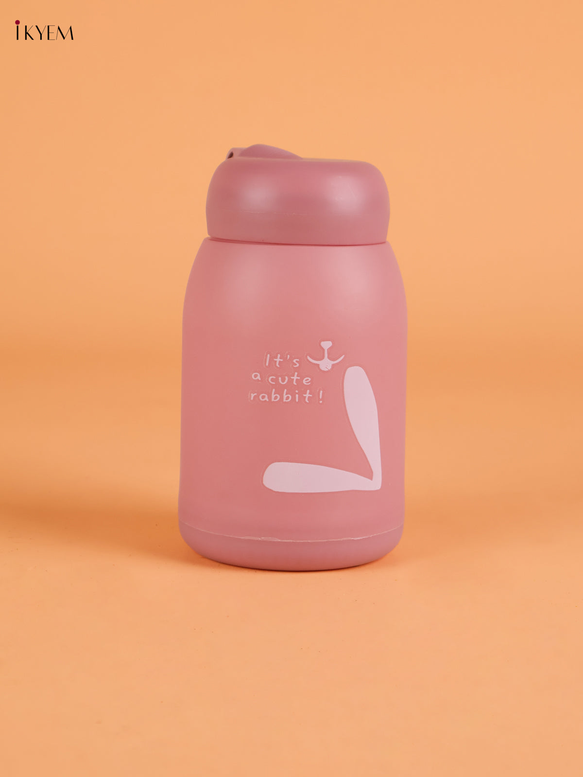 Rabbit Printed Glass Water Bottle- Pink 5.5 inch-KEI22018