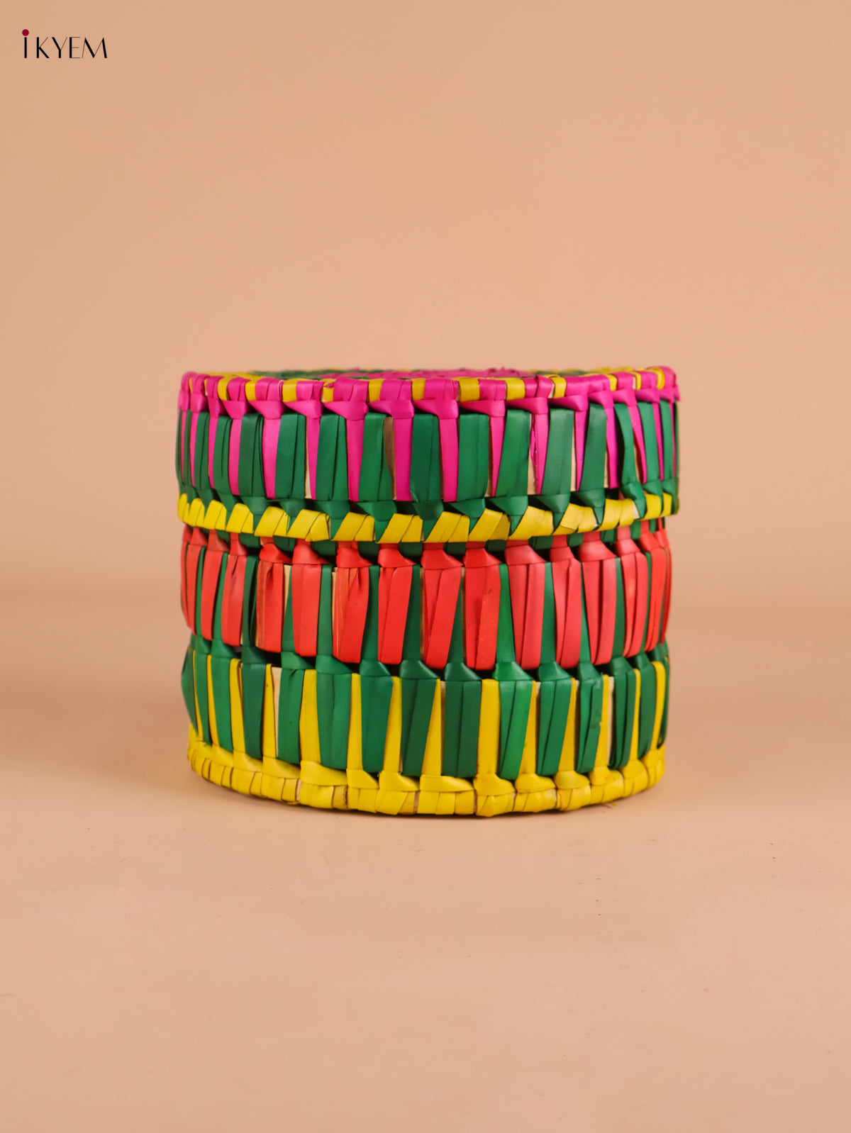 Palm Leaf Round Box -Multicolur-KEI23001