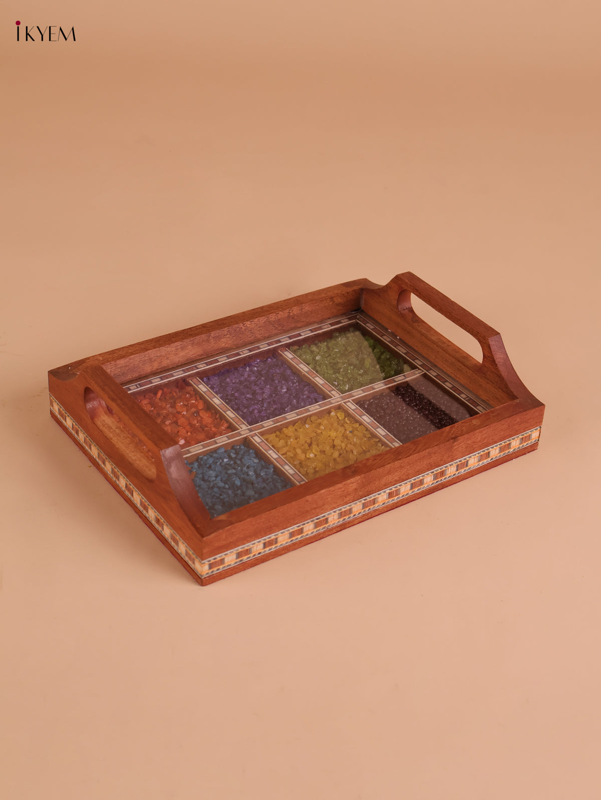 Wooden Gems Stone Tray (6x8)