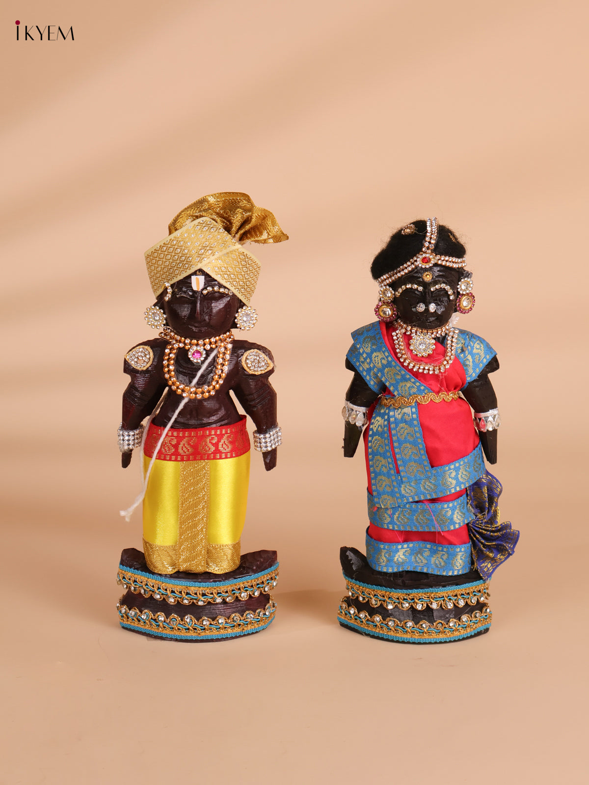 Decorated Couple Marapachi Doll Set- 9 inch-KEI29150