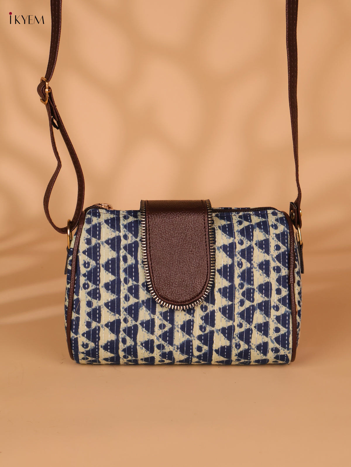 Printed Sling Bag -Blue & cream