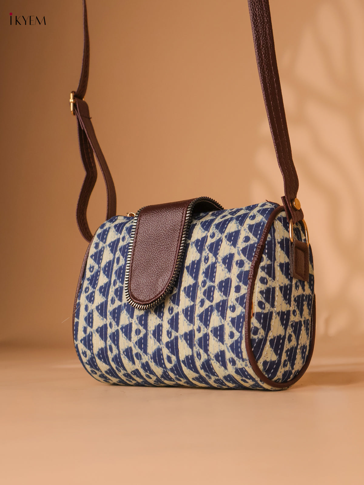 Printed Sling Bag -Blue & cream