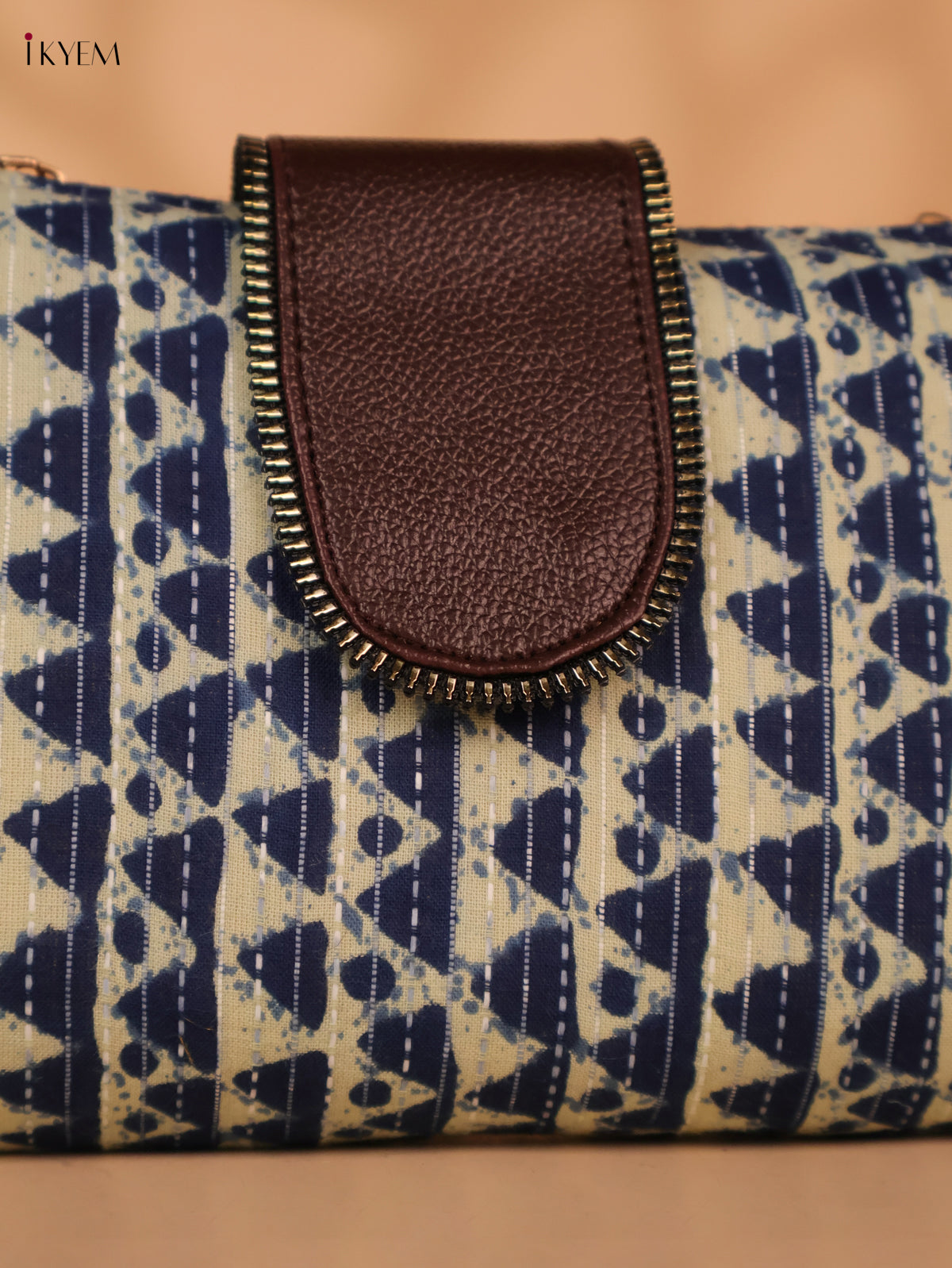 Printed Sling Bag -Blue & cream
