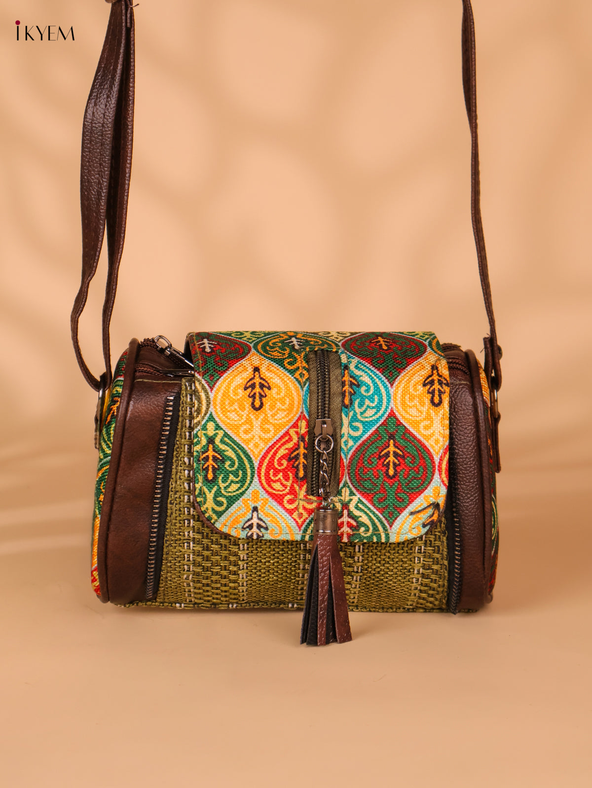Printed Sling Bag-Green colour