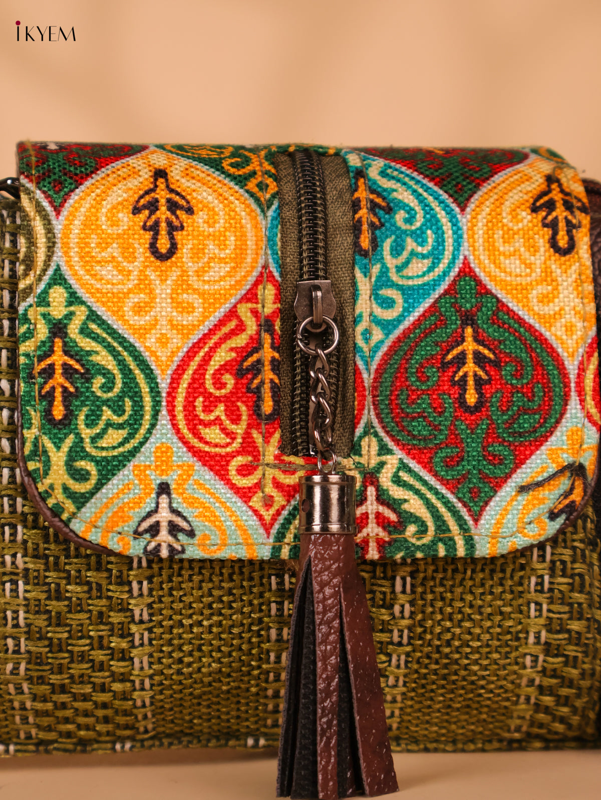 Printed Sling Bag-Green colour