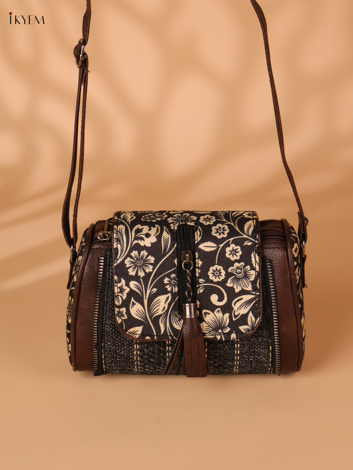 Printed Sling Bag-Black colour