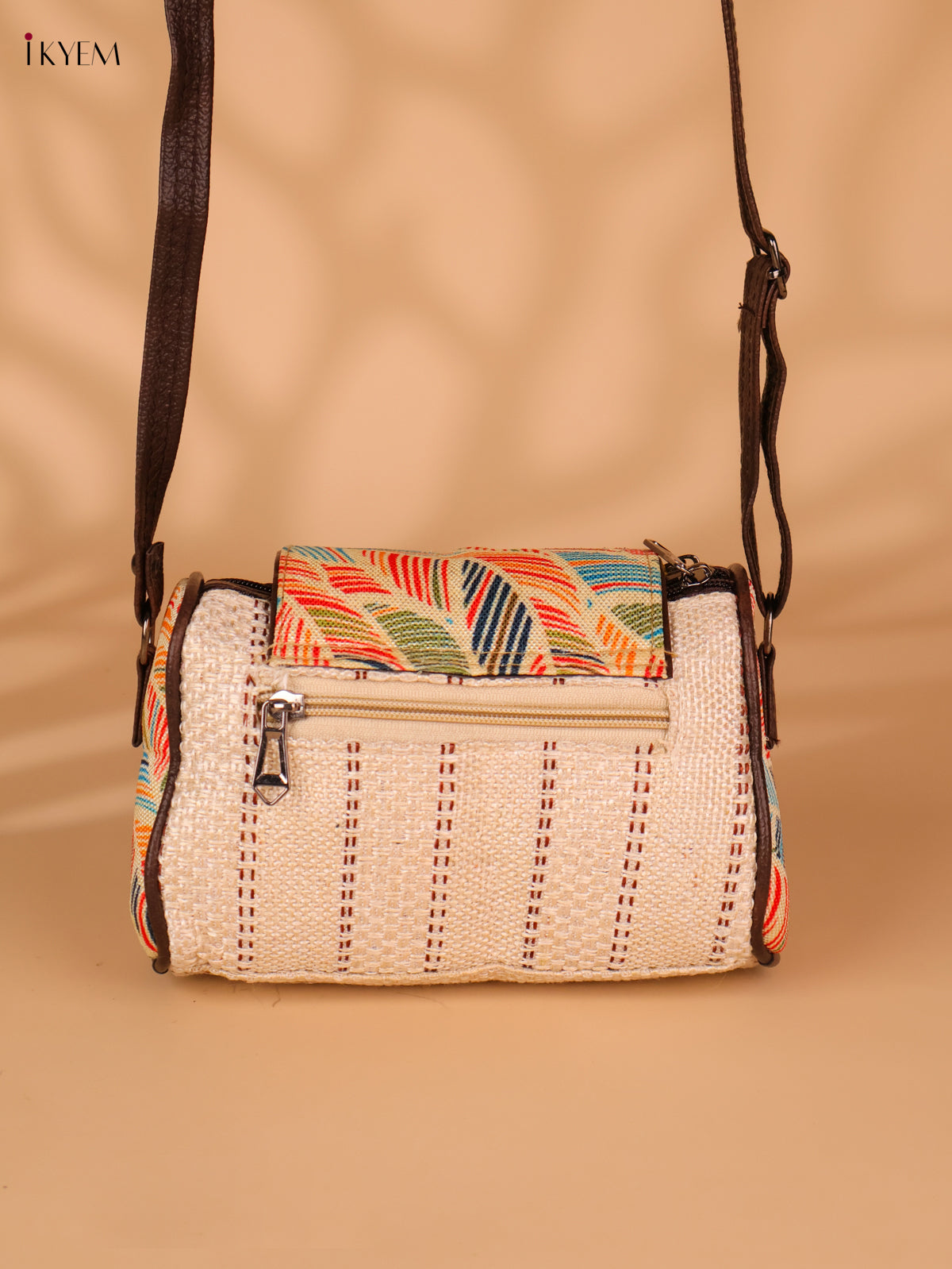 Printed Sling Bag-Cream colour