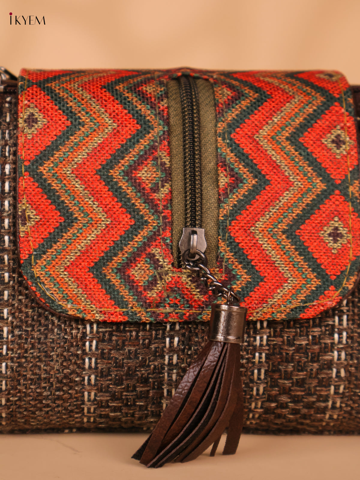 Printed Sling Bag-Brown colour