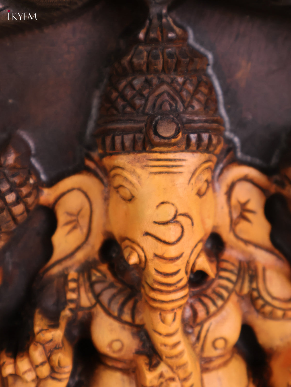 Wooden Hand carved Painted Ganesha wall Panel(18x12)