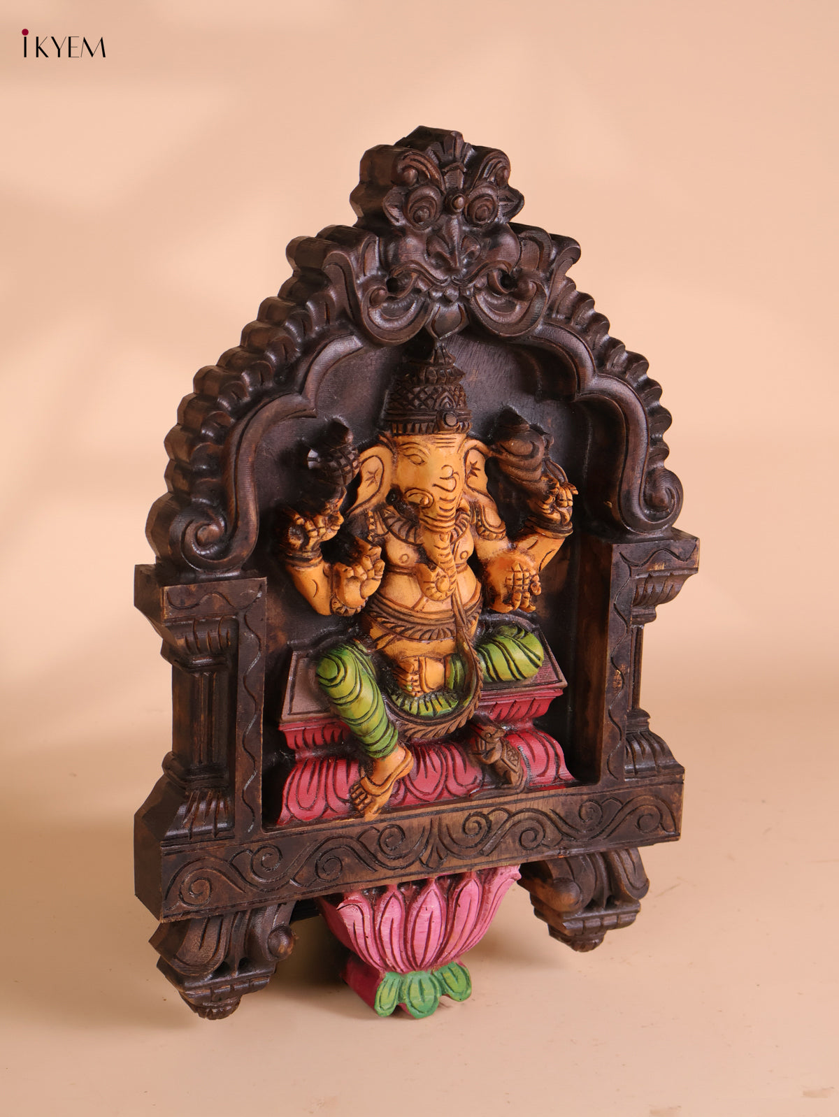 Wooden Hand carved Painted Ganesha wall Panel(18x12)