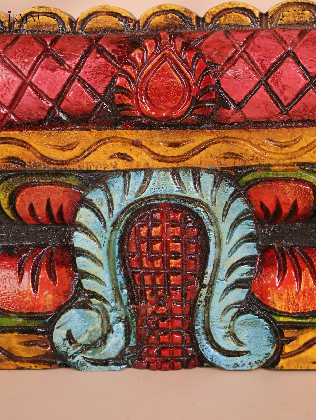 Wooden Hand carved Painted Horizandal Gopuram-(8x36)