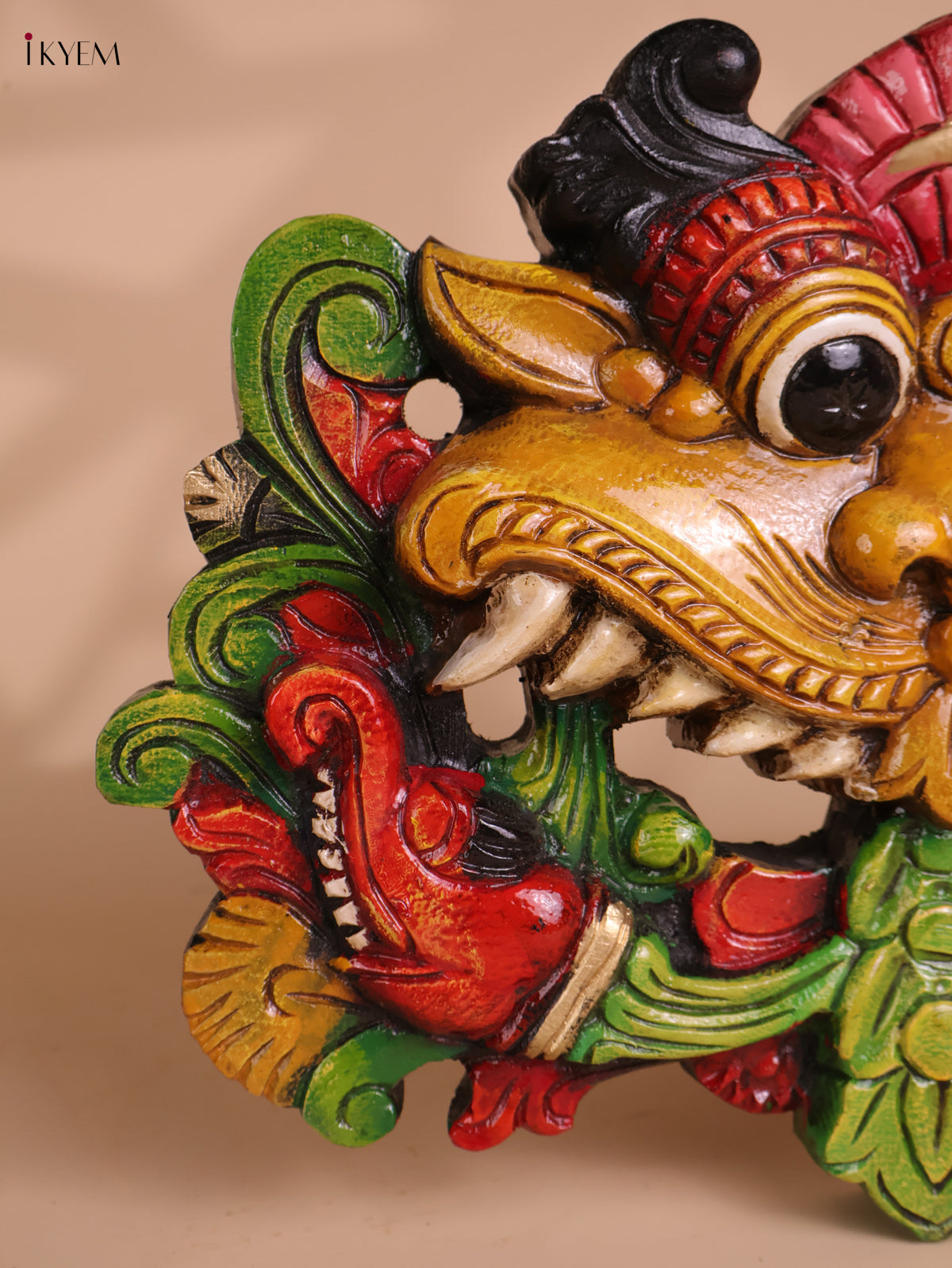 Wooden Hand Carved Painted Horse Yazhi Wall Bracket (13x18)