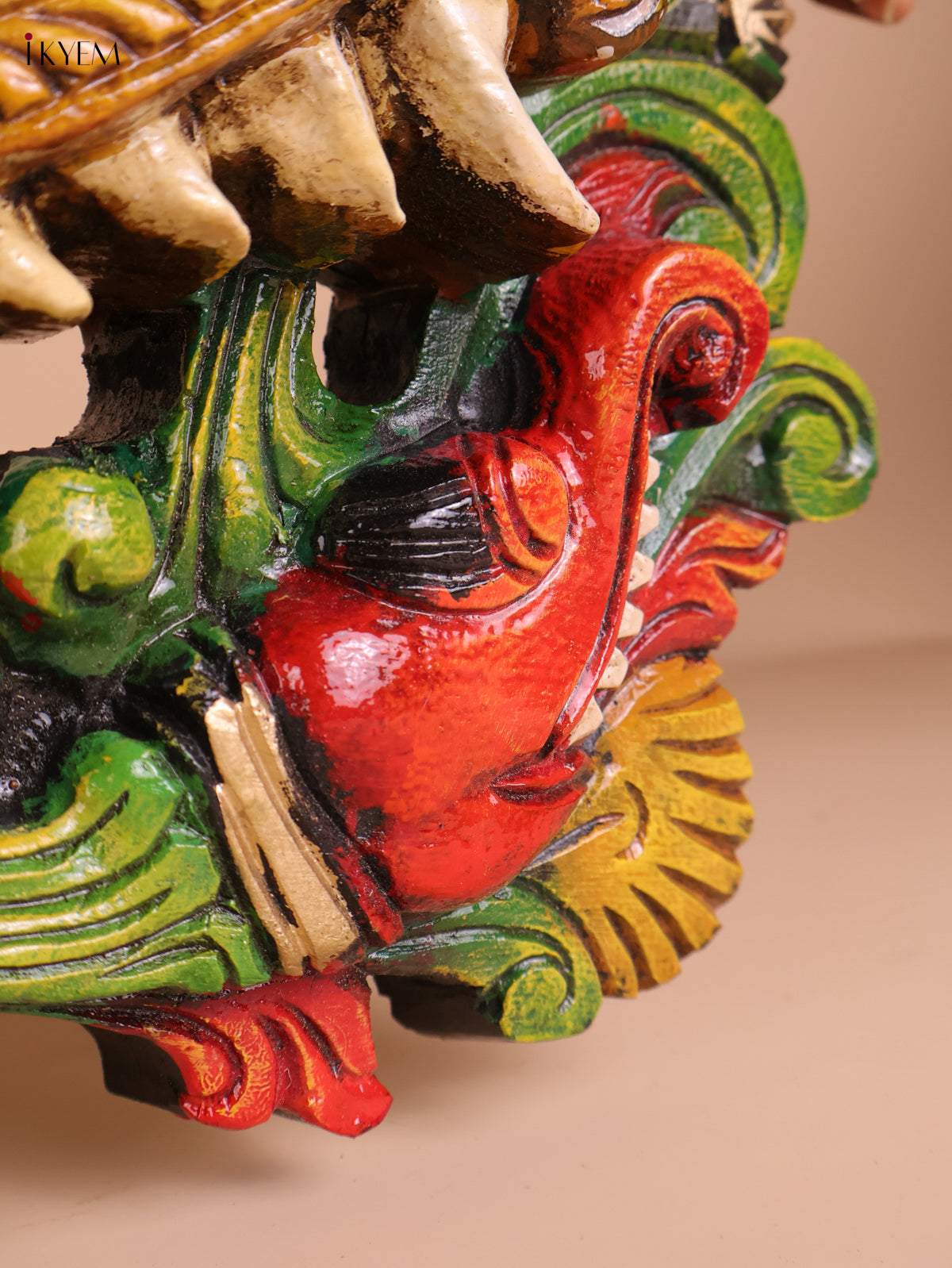 Wooden Hand Carved Painted Horse Yazhi Wall Bracket (13x18)