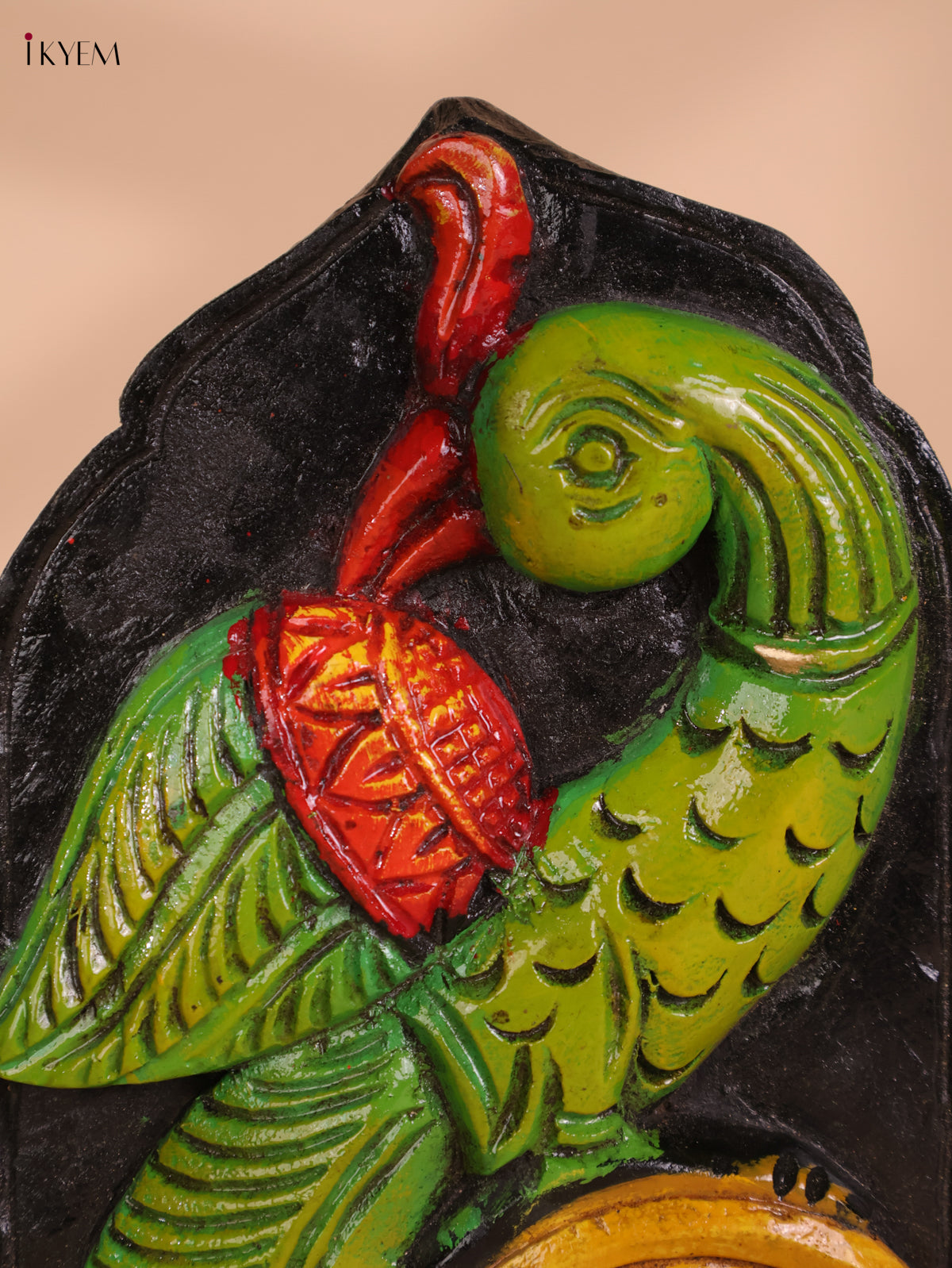 Wooden Hand Carved Painted -Parrot Wall Bracket(12x6)