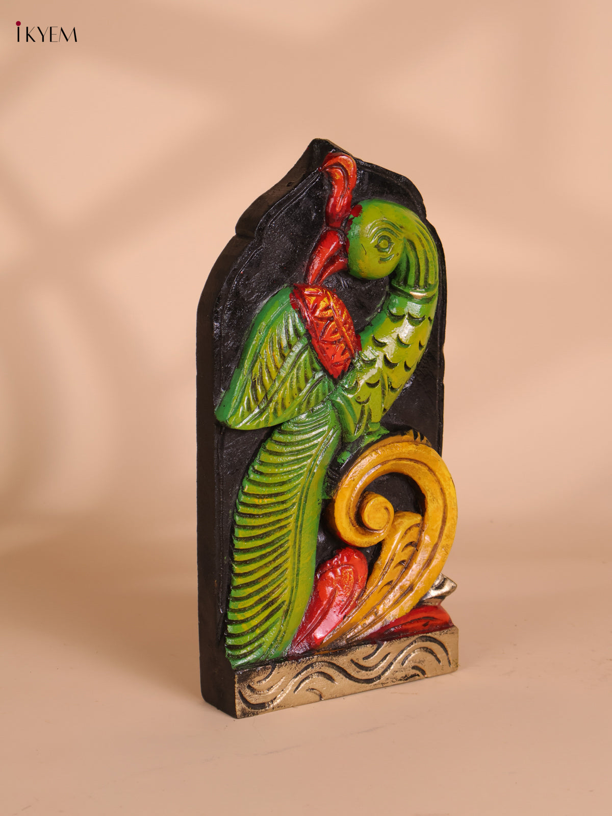 Wooden Hand Carved Painted -Parrot Wall Bracket(12x6)