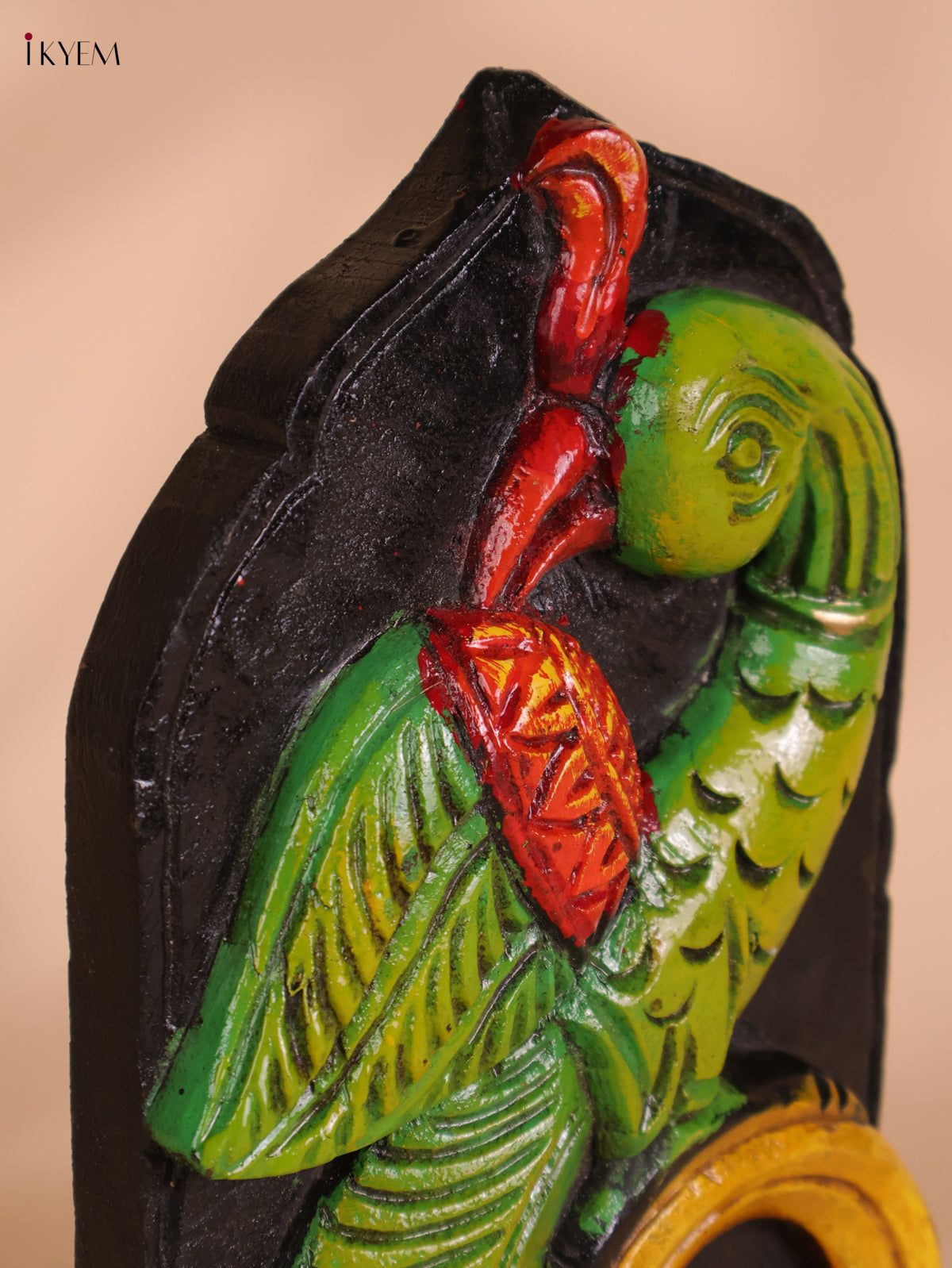 Wooden Hand Carved Painted -Parrot Wall Bracket(12x6)