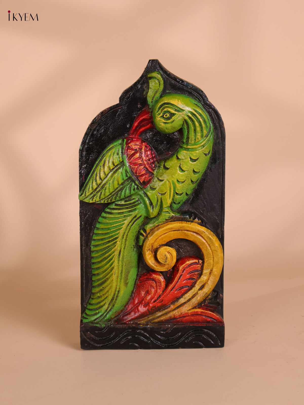 Wooden Hand Carved Painted -Parrot Wall Bracket(12x6)