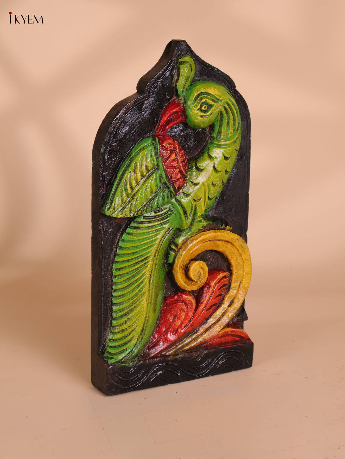 Wooden Hand Carved Painted -Parrot Wall Bracket(12x6)