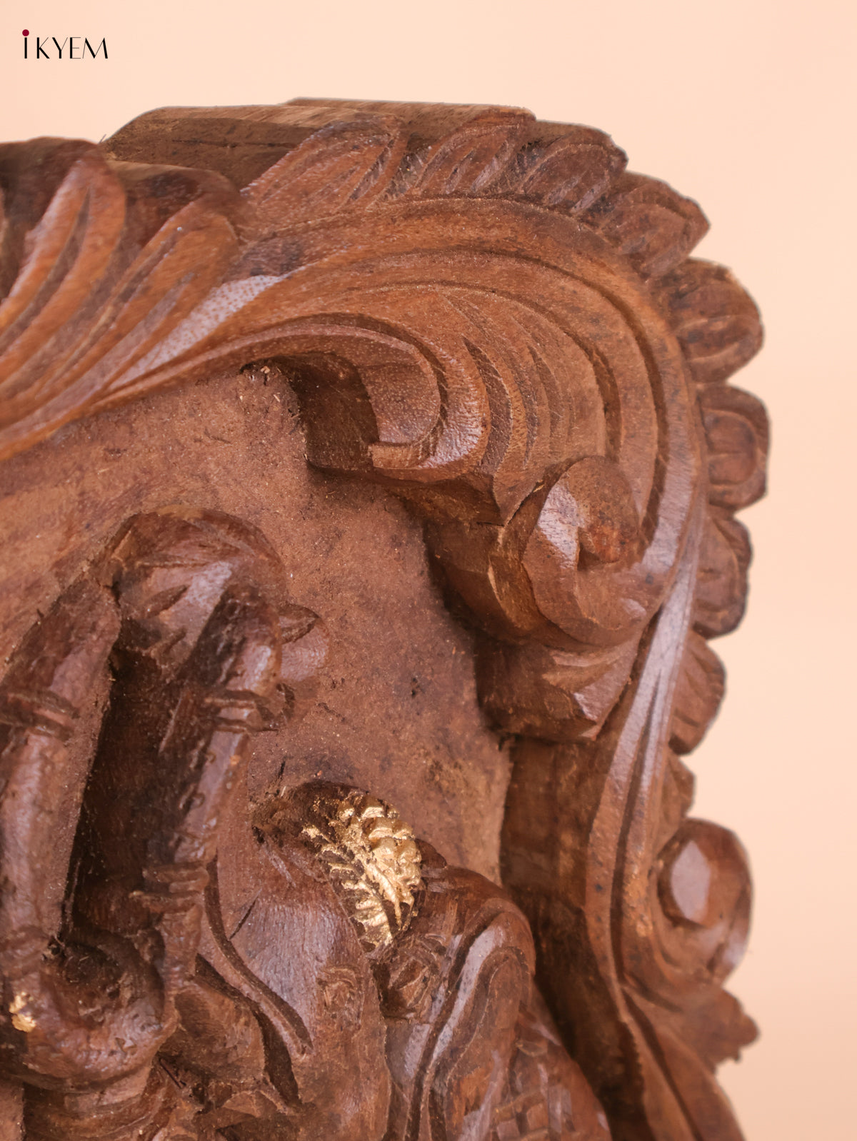 Wooden Hand Carved Gajalakashmi Panel(12x18)