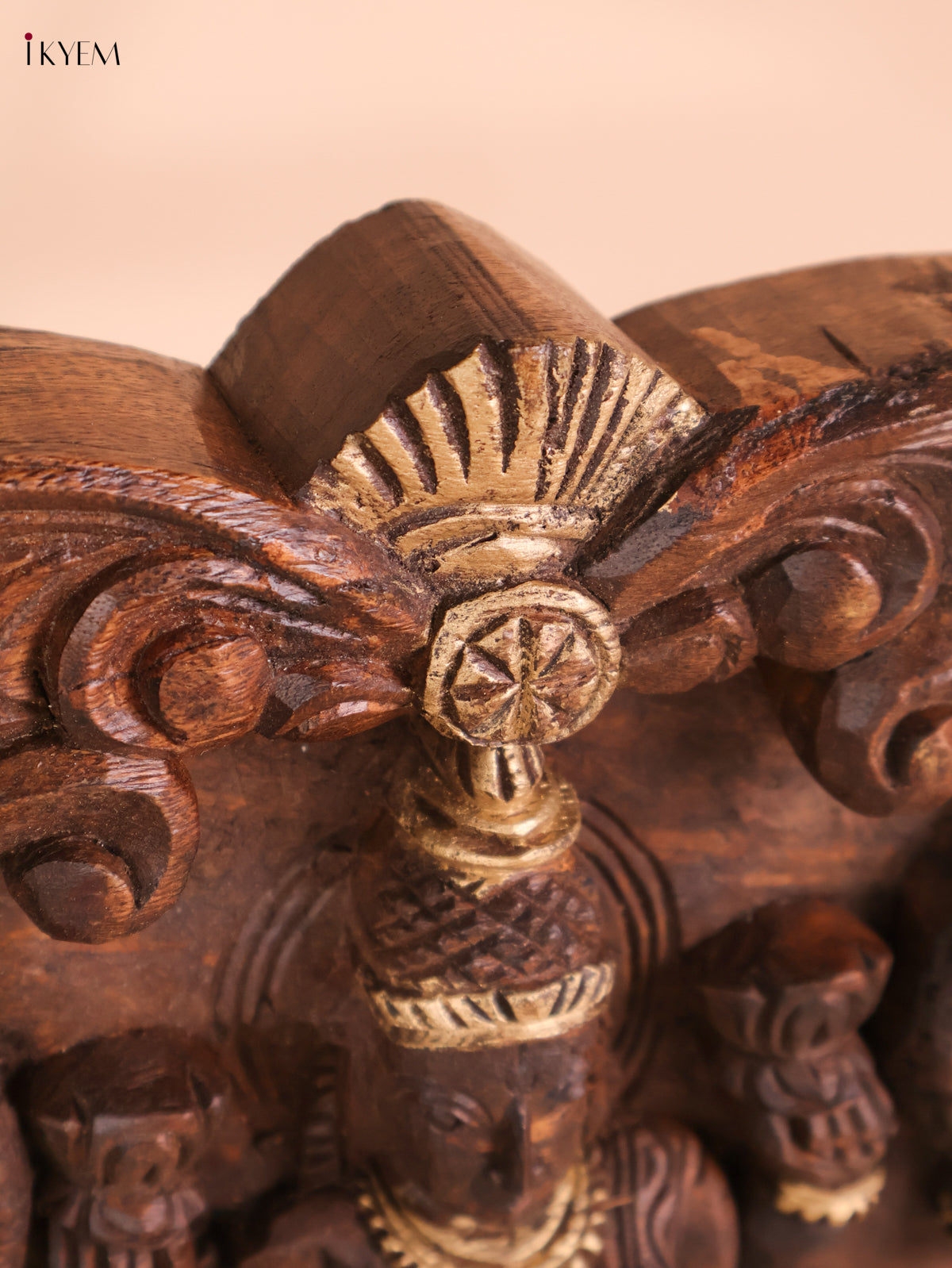 Wooden Hand Carved Gajalakashmi Panel(12x18)