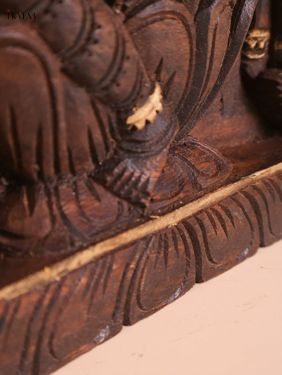 Wooden Hand Carved Gajalakashmi Panel(12x18)