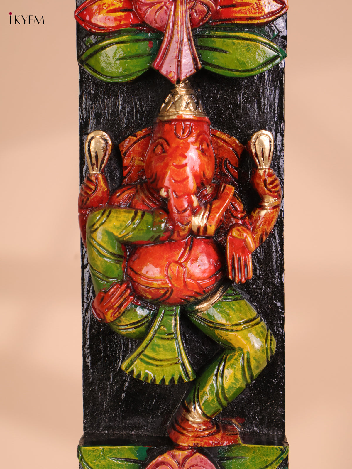 Wooden Hand Carved Painted Ganesha Vertical (29x4)