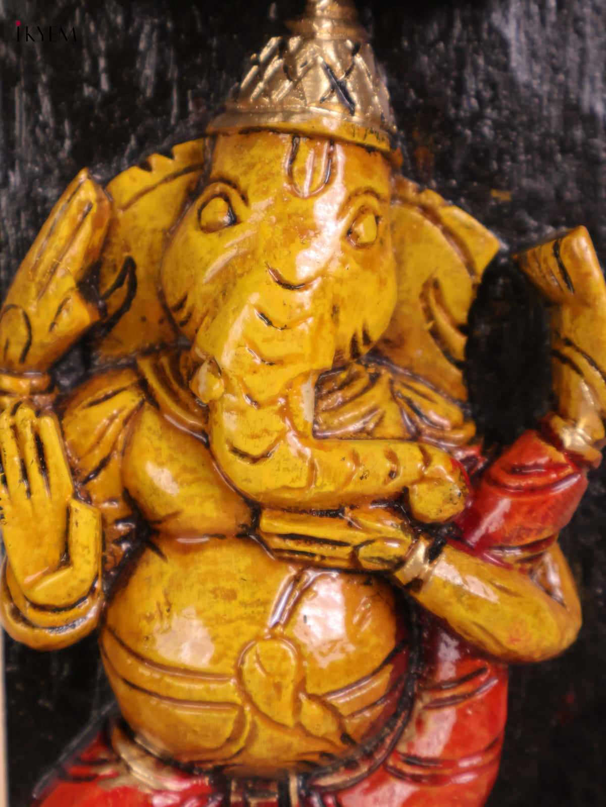 Wooden Hand Carved Painted Ganesha Vertical (29x4)