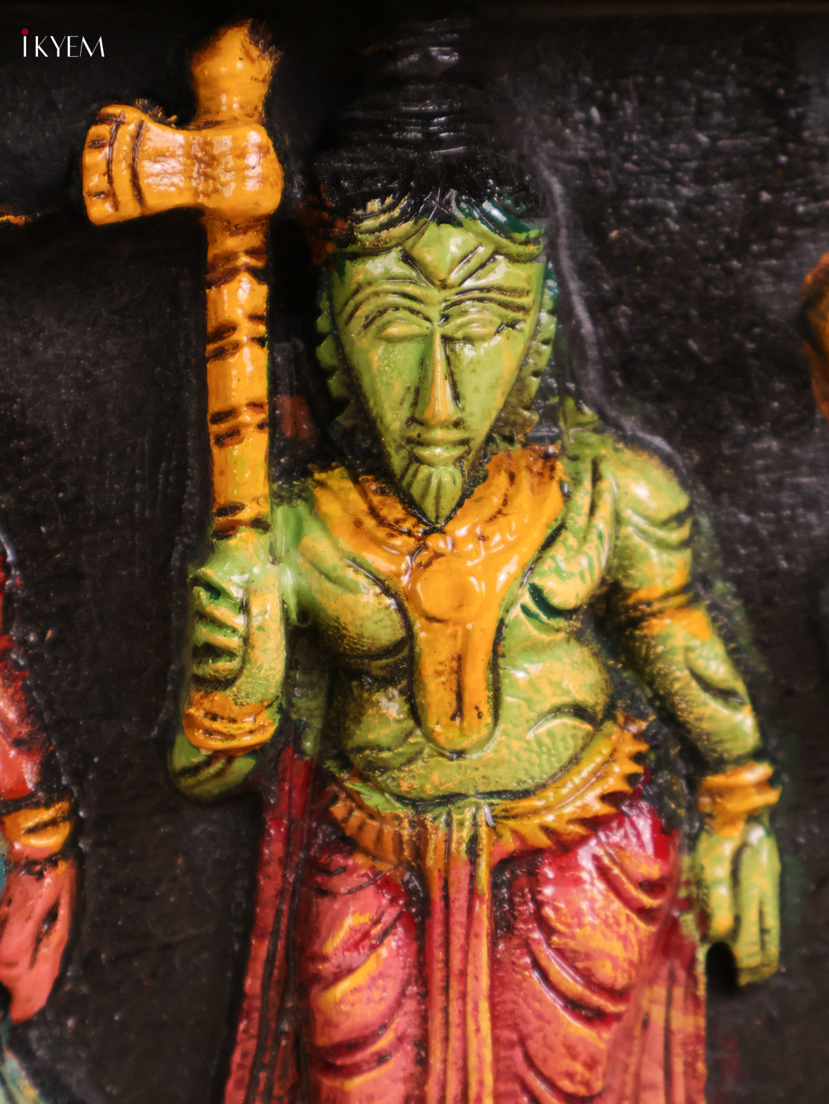 Wooden Hand Carved Painted Dasavatharam Panel (9x36)