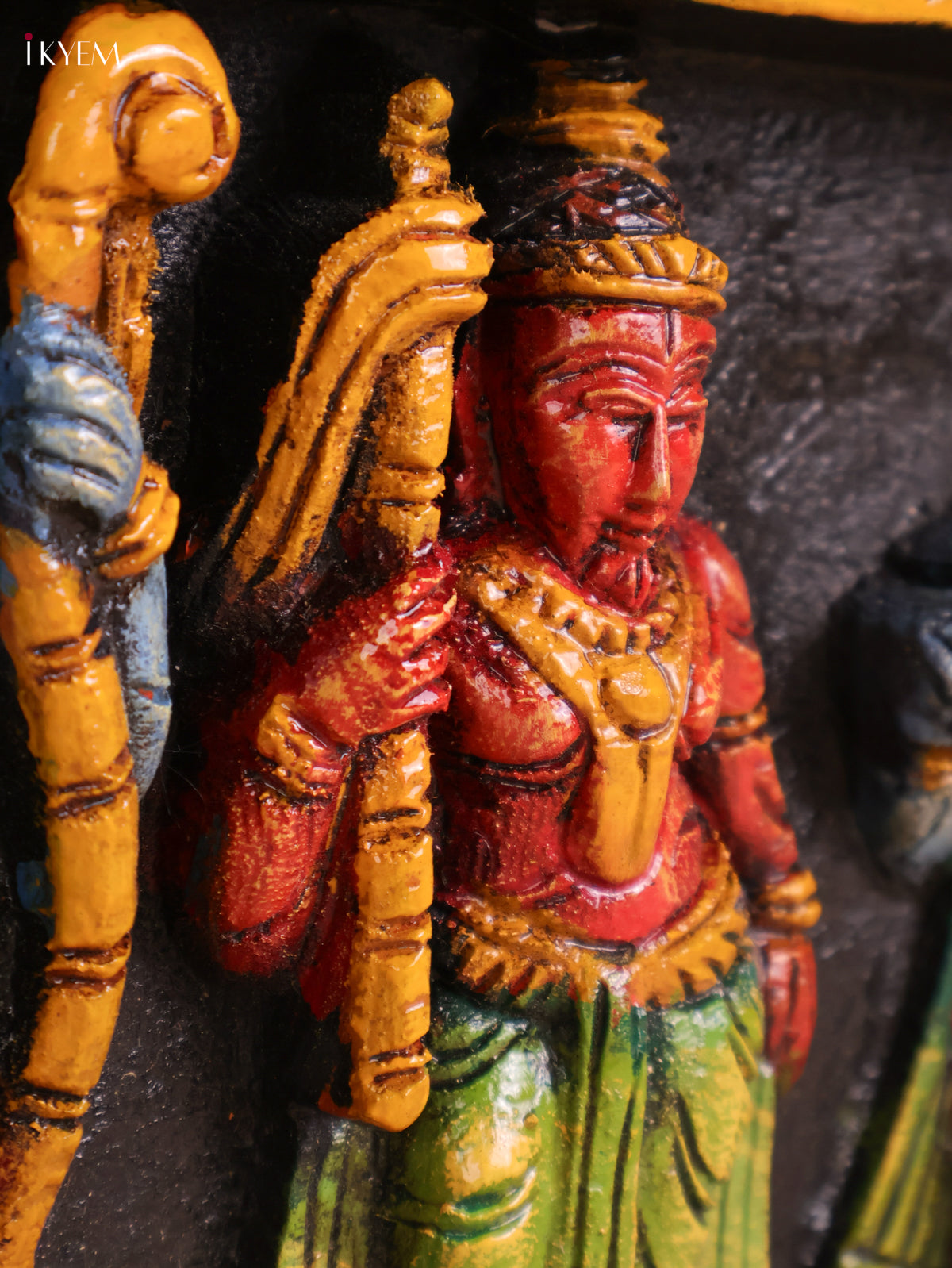 Wooden Hand Carved Painted Dasavatharam Panel (9x36)