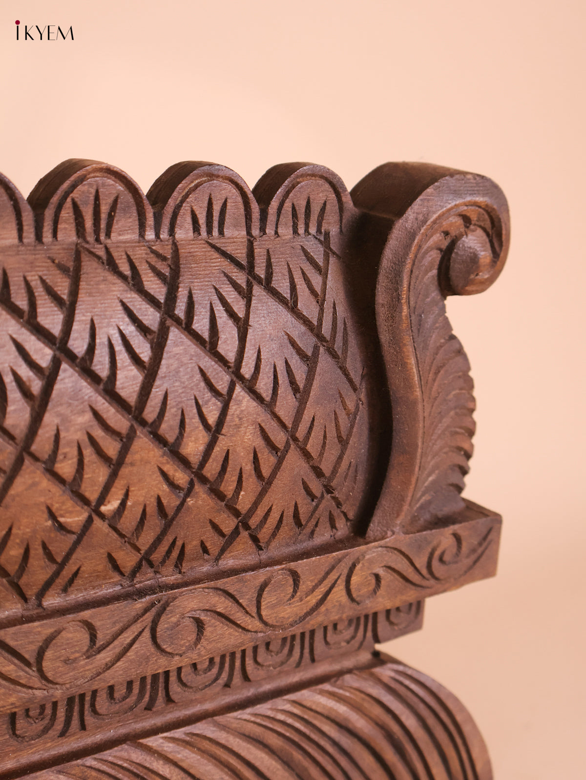 Wooden Hand Carved Gajalakashmi Panel- (11x30)