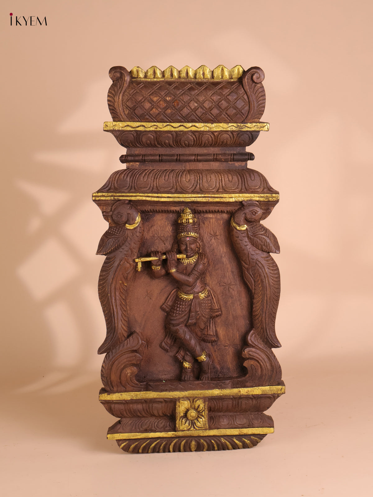 Wooden Hand Carved Krishna Avataram Gopuram Vertical (24x12)