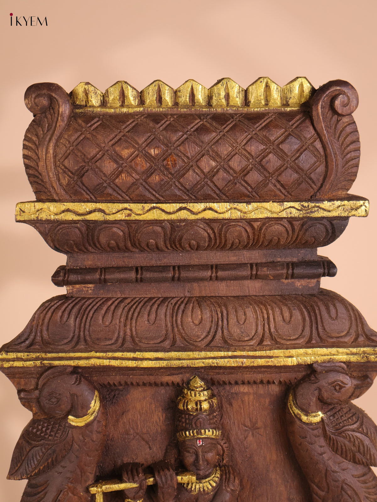 Wooden Hand Carved Krishna Avataram Gopuram Vertical (24x12)