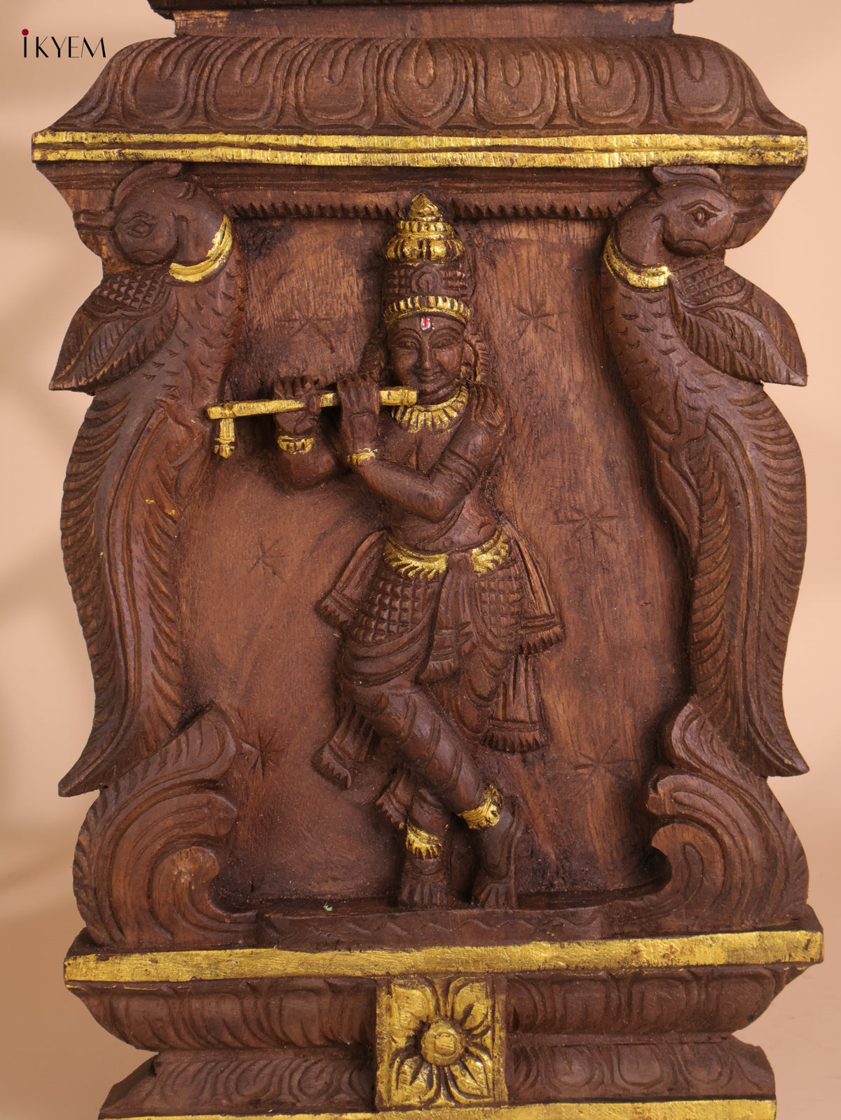 Wooden Hand Carved Krishna Avataram Gopuram Vertical (24x12)
