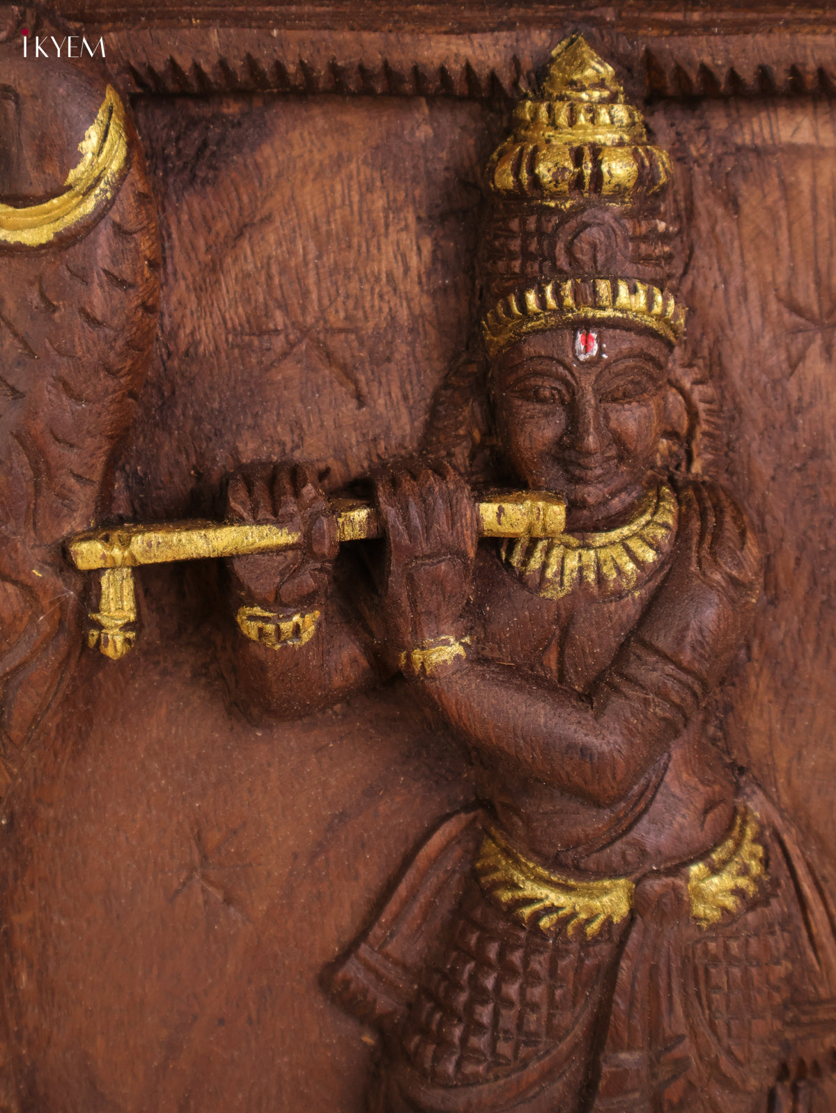 Wooden Hand Carved Krishna Avataram Gopuram Vertical (24x12)