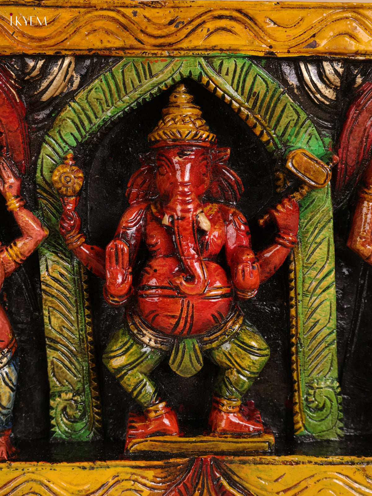 Wooden Hand Carved Painted Ganesha Panel(18x30)