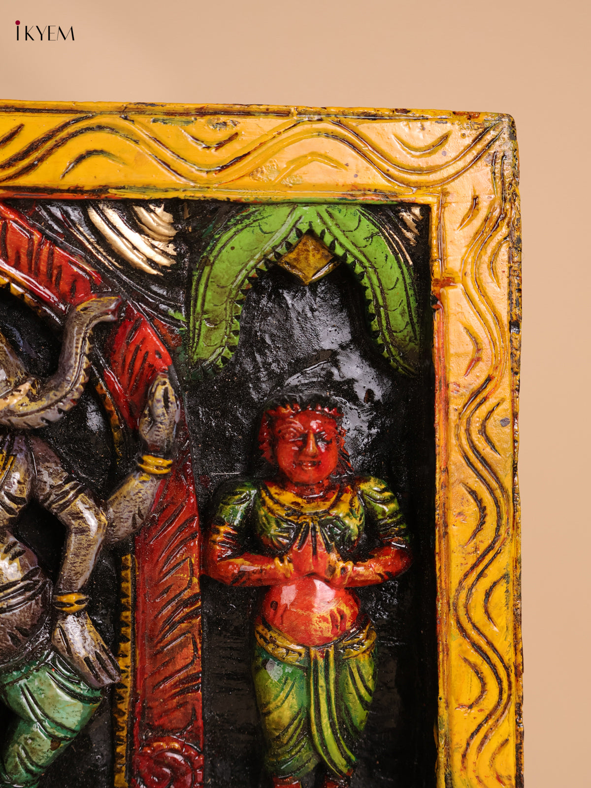 Wooden Hand Carved Painted Ganesha Panel(18x30)