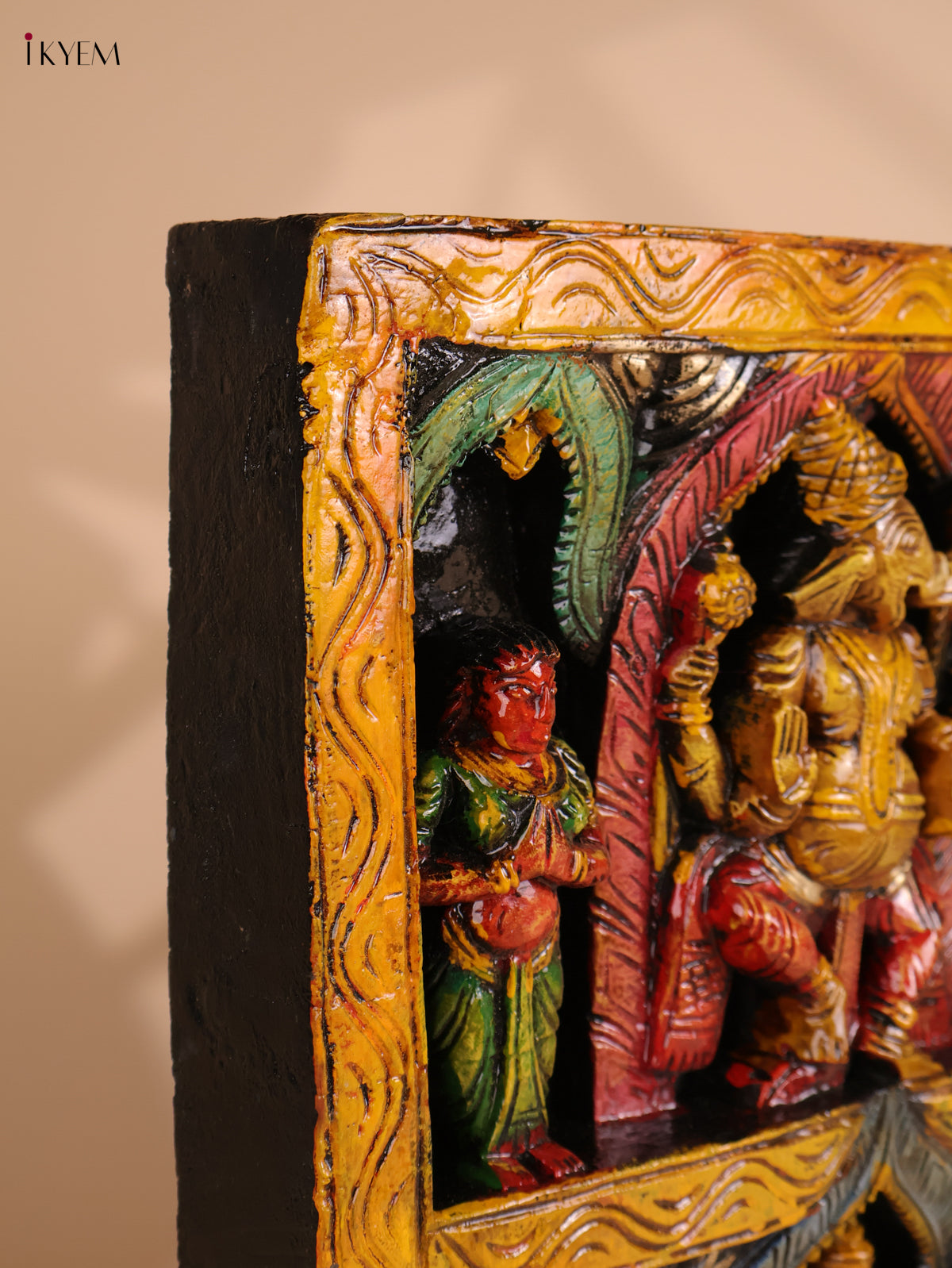 Wooden Hand Carved Painted Ganesha Panel(18x30)