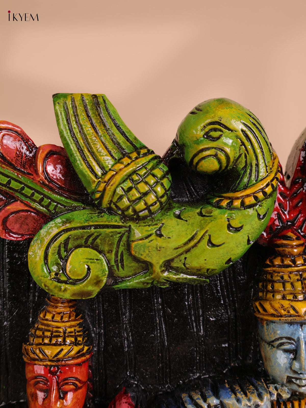 Wooden Hand Carved Painted Krishna Panel(48x12)