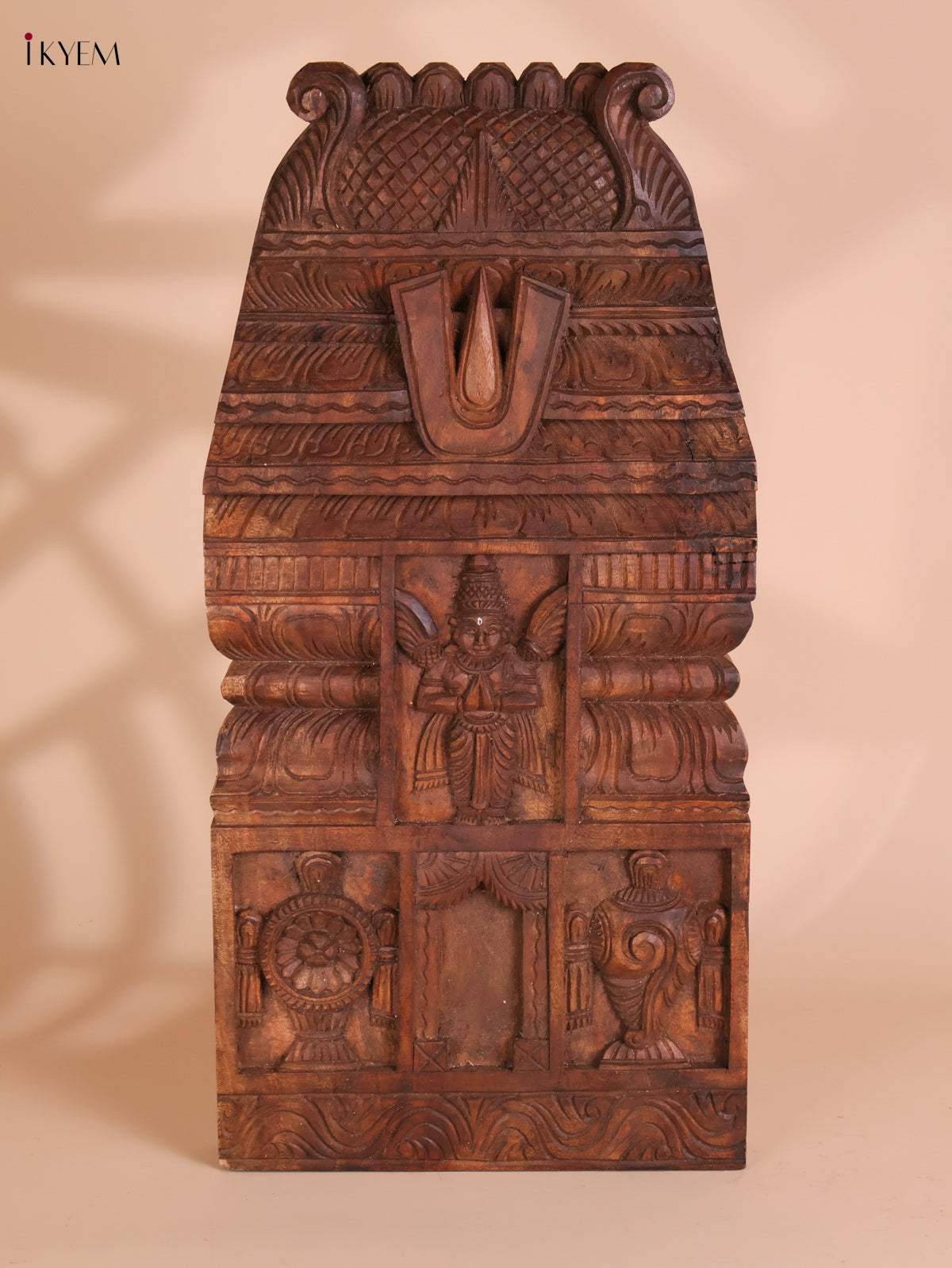 Wooden Hand Carved Painted Garudan Vertical Gopuram (24x12)