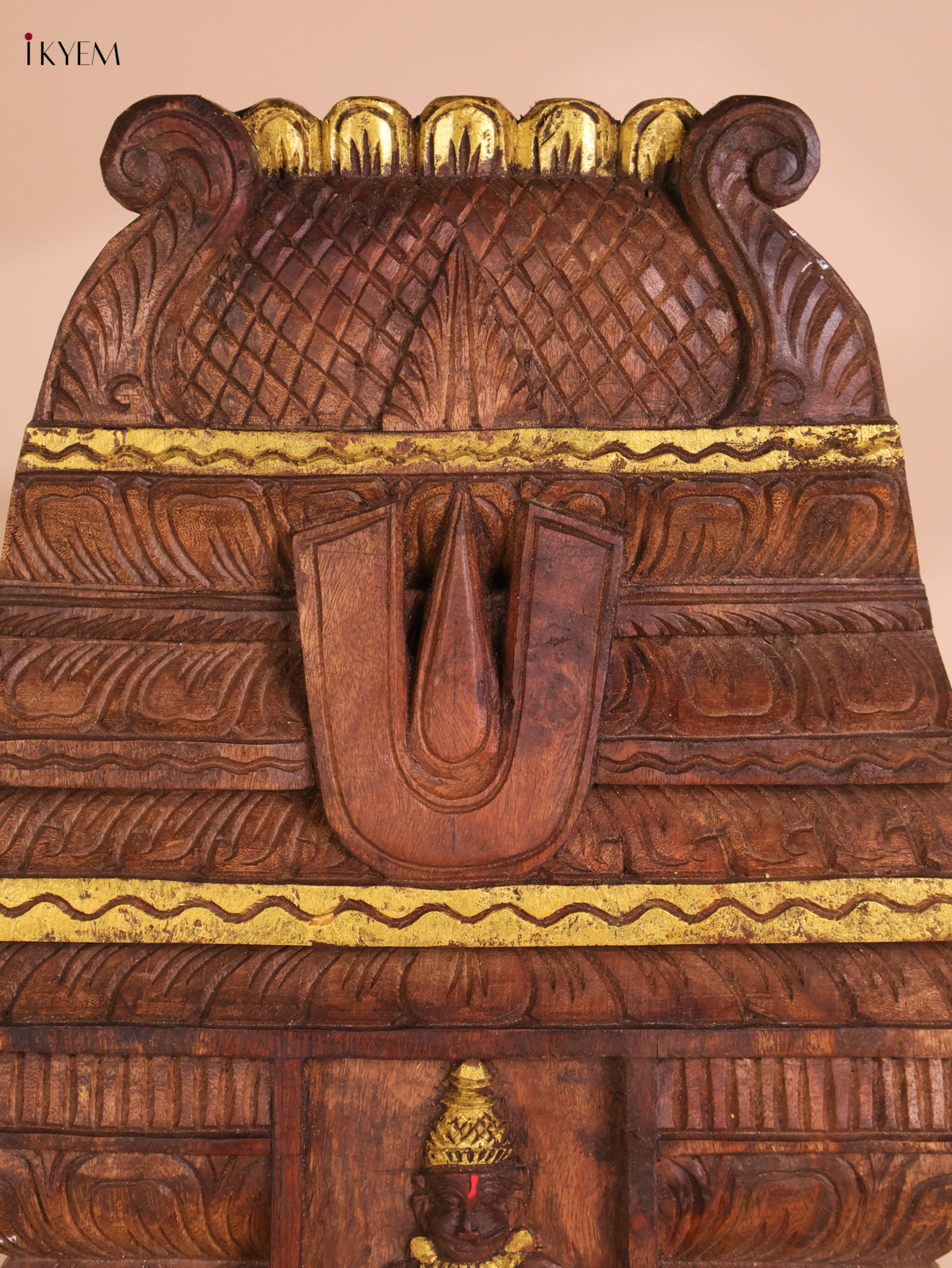 Wooden Hand Carved Hanuman Vertical Gopuram-Wood (24x12)