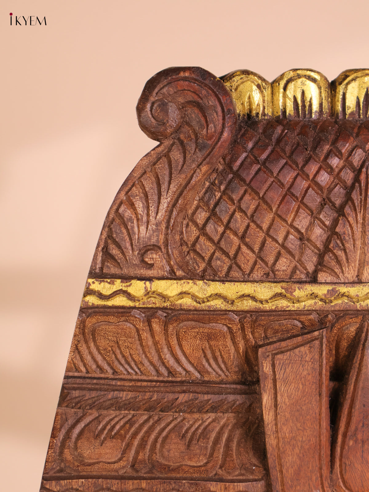 Wooden Hand Carved Hanuman Vertical Gopuram-Wood (24x12)