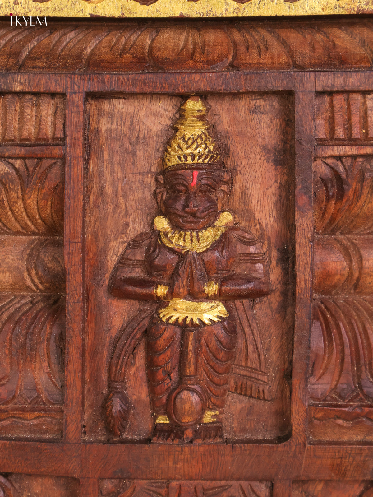 Wooden Hand Carved Hanuman Vertical Gopuram-Wood (24x12)