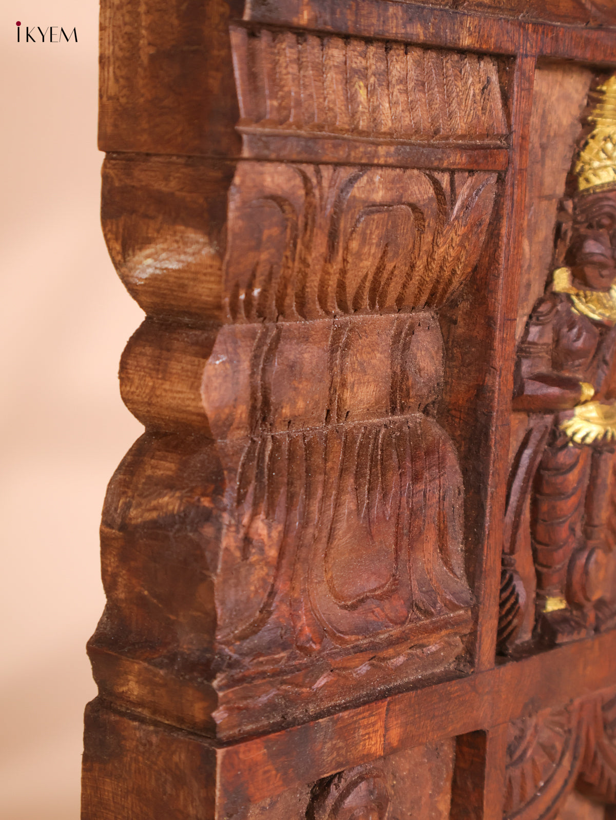 Wooden Hand Carved Hanuman Vertical Gopuram-Wood (24x12)