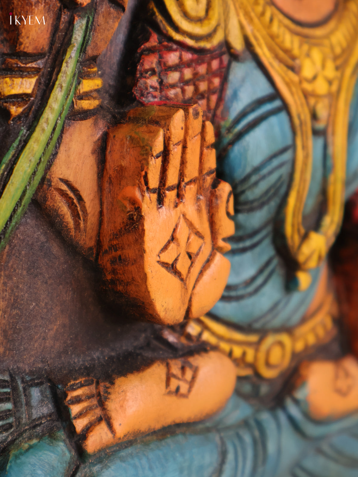 Wooden Hand Carved Painted Lakshmi Wall Panel (18x12)
