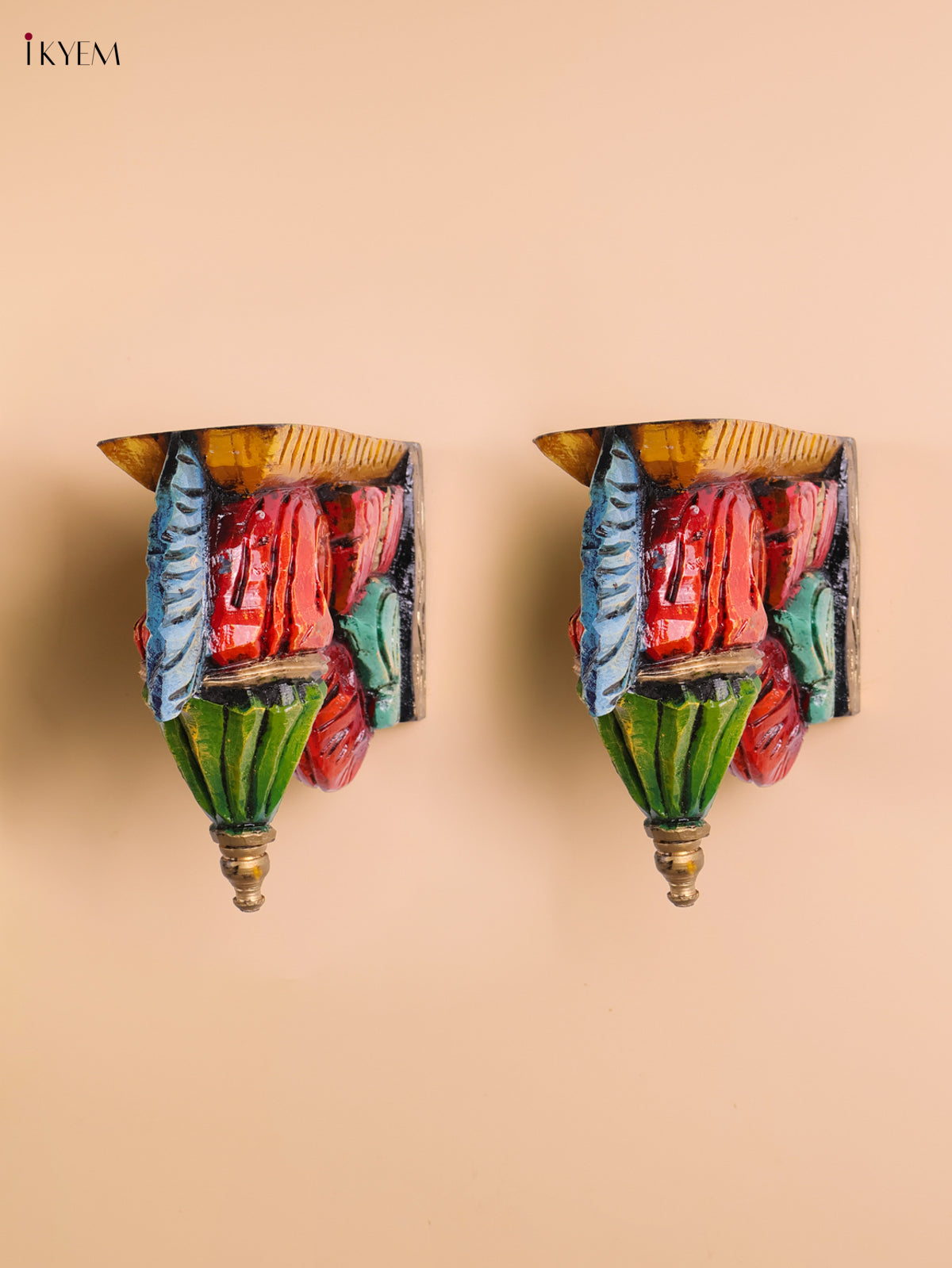 Wooden Hand Carved Painted Bodhil wall Bracket(10x12)